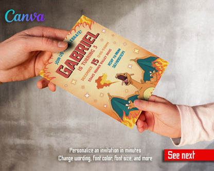 Charizard Pokemon Anime customizable invitation template | Share or Print | TW942