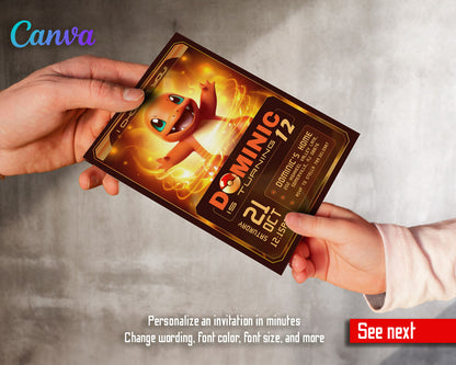 Charmander Pokemon Anime customizable invitation template | Share or Print | TF856