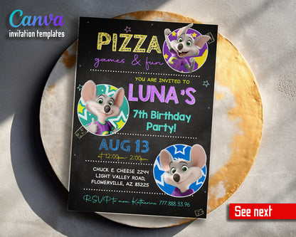 Chuck E. Cheese customizable invitation template | Share or Print | LT903