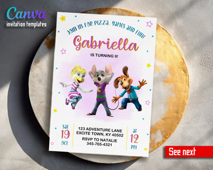 Chuck E. Cheese customizable invitation template | Share or Print | XK327