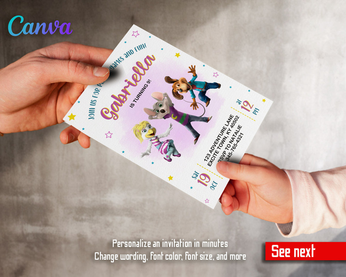 Chuck E. Cheese customizable invitation template | Share or Print | XK327