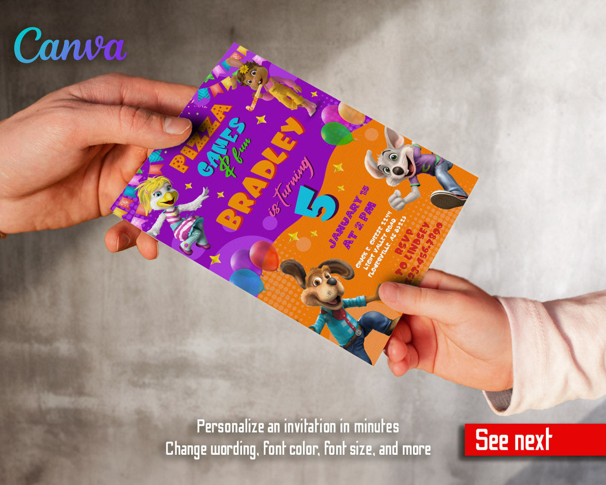 Chuck E. Cheese customizable invitation template | Share or Print | DE324
