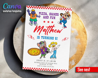 Chuck E. Cheese customizable invitation template | Share or Print | VR379