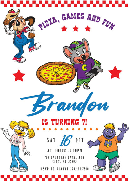 Chuck E. Cheese customizable invitation template | Share or Print | YG813