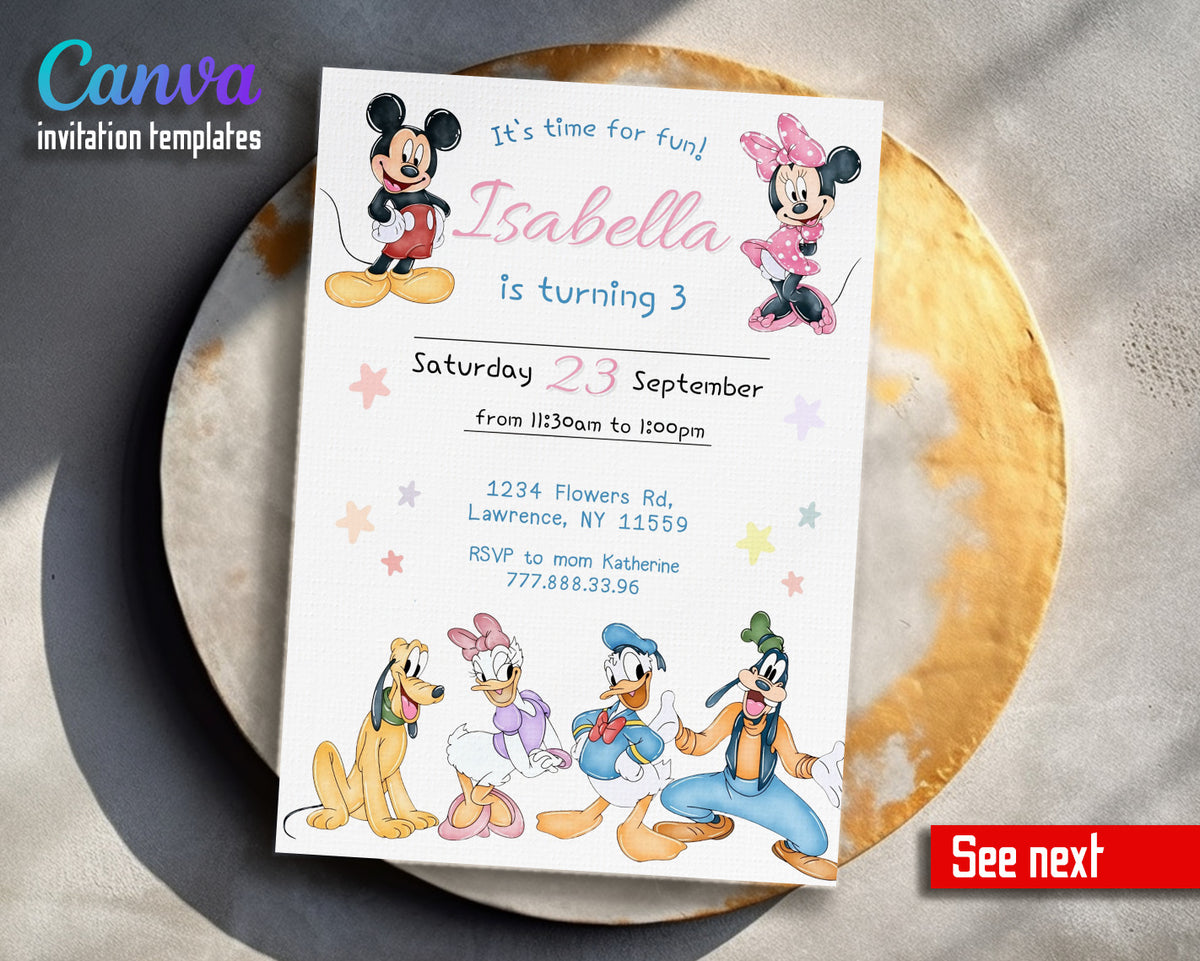 Clubhouse Mickey Mouse customizable invitation template | Share or Print | RU491