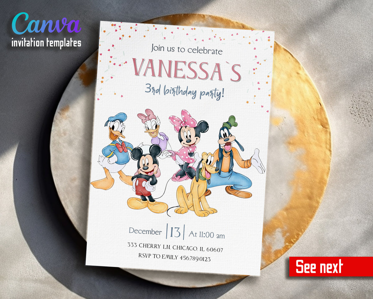 Clubhouse Mickey Mouse customizable invitation template | Share or Print | WV373