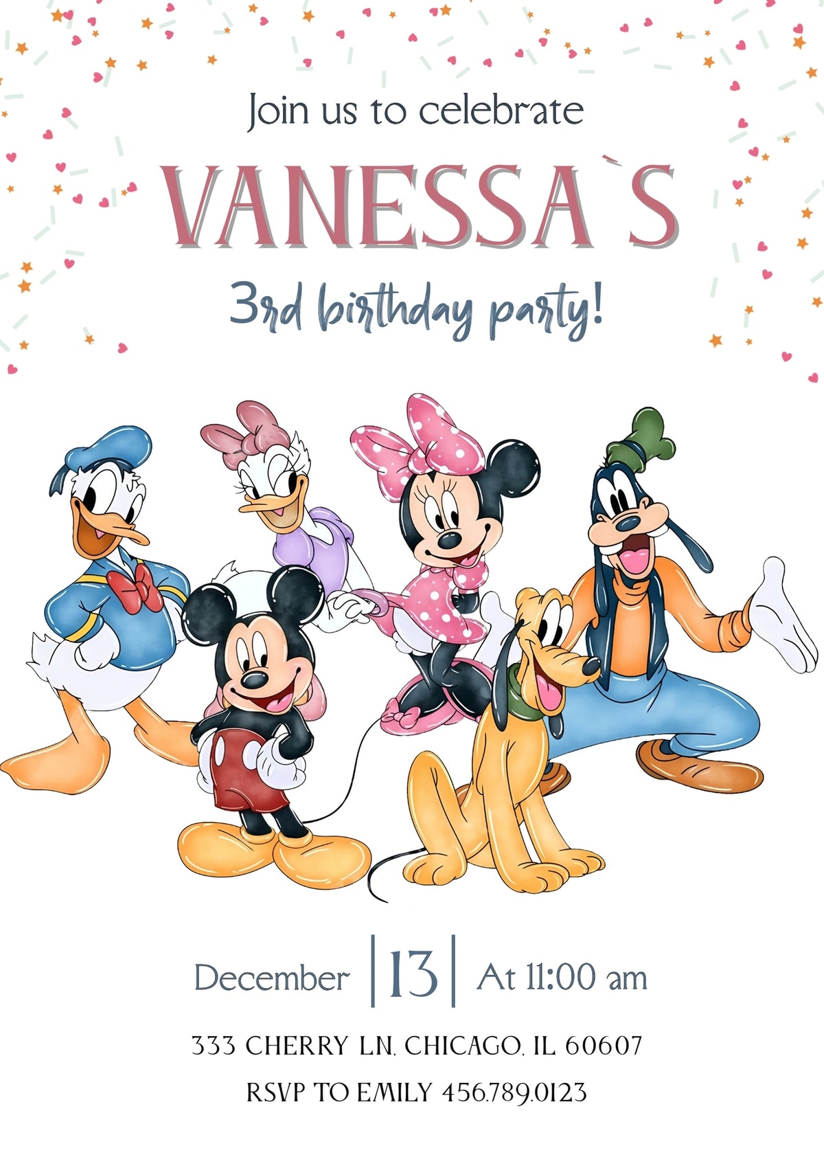 Clubhouse Mickey Mouse customizable invitation template | Share or Print | WV373