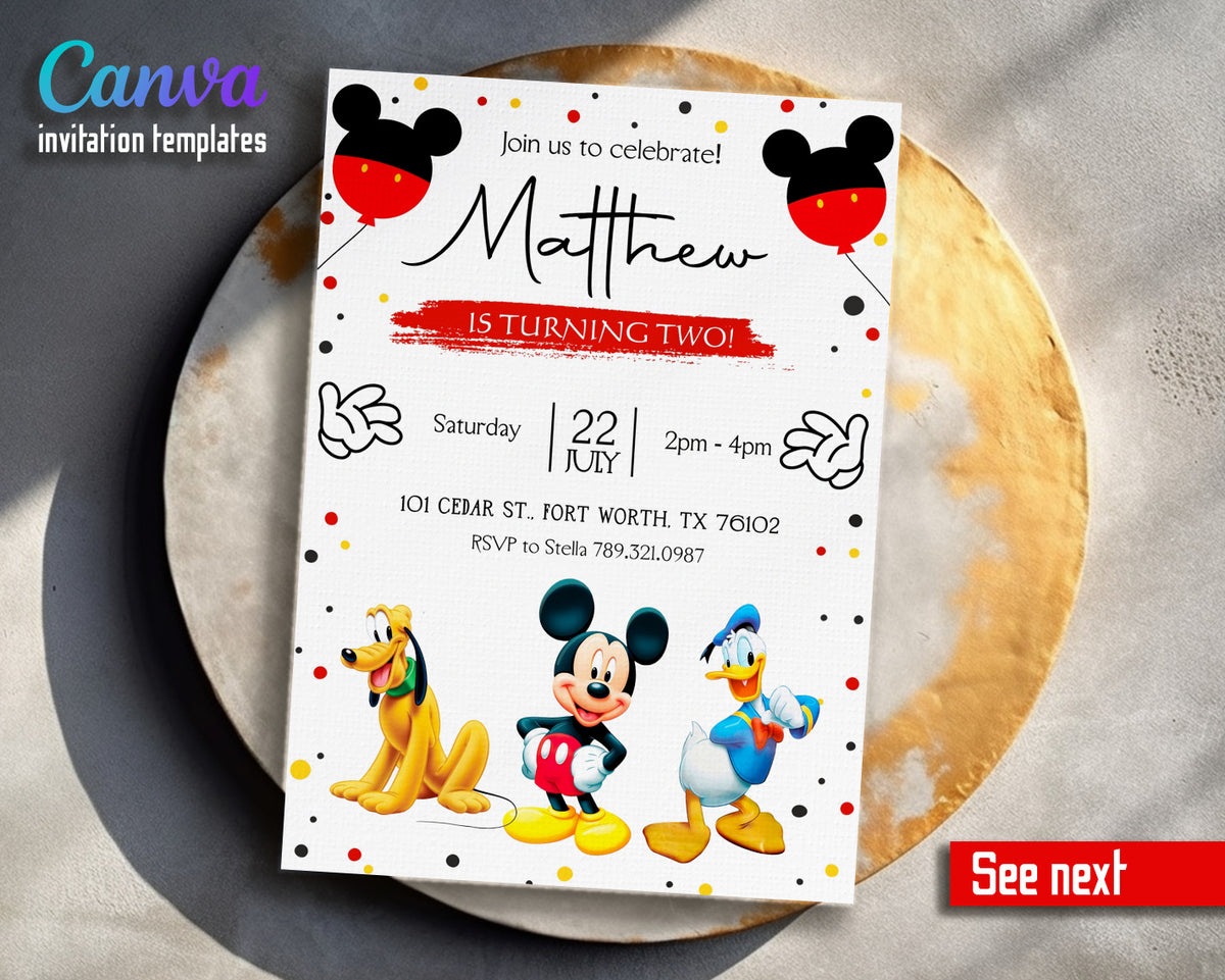 Clubhouse Mickey Mouse customizable invitation template | Share or Print | BA534
