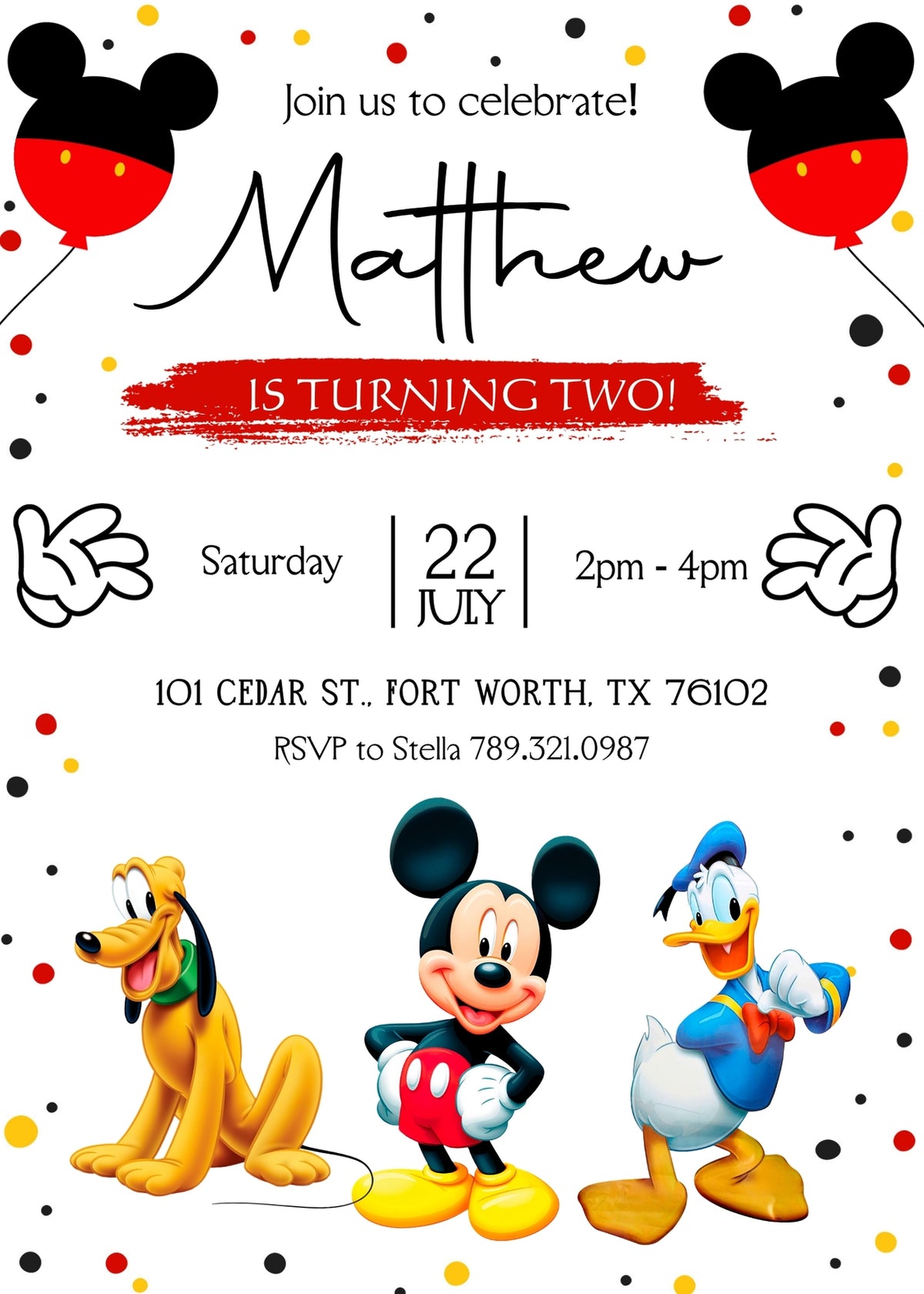 Clubhouse Mickey Mouse customizable invitation template | Share or Print | BA534
