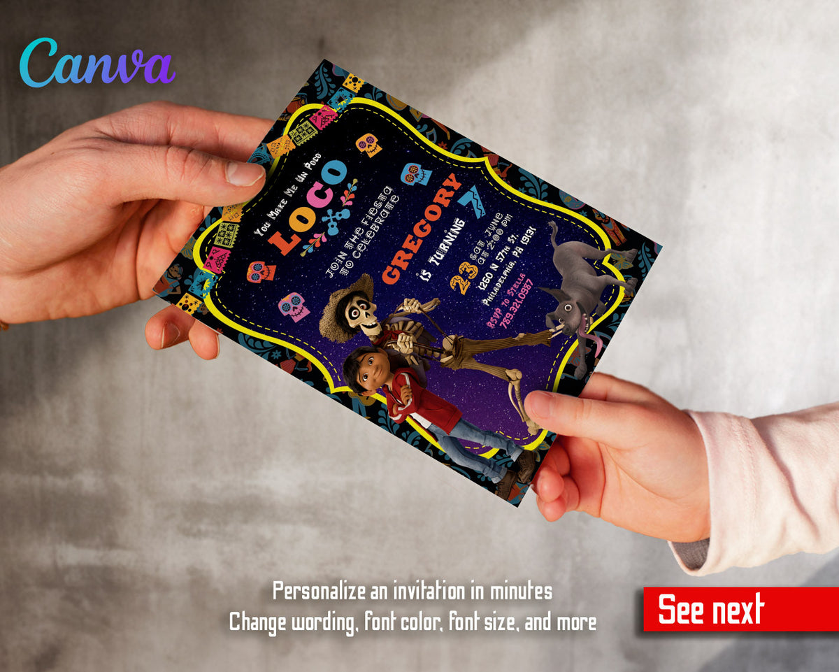 Coco Día Muertos Halloween customizable invitation template | Share or Print | BM331
