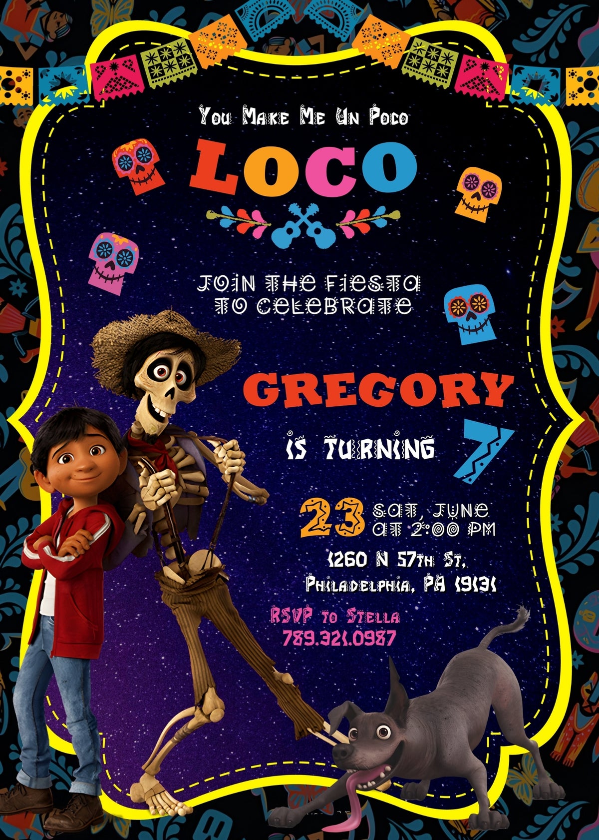 Coco Día Muertos Halloween customizable invitation template | Share or Print | BM331