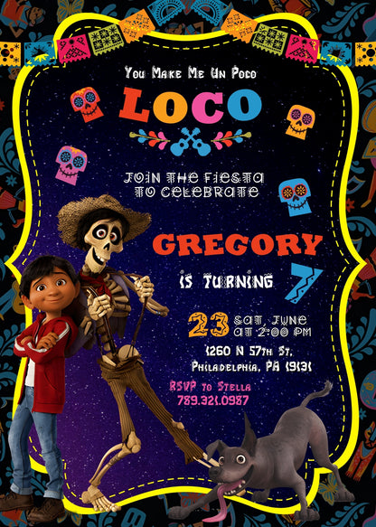 Coco Día Muertos Halloween customizable invitation template | Share or Print | BM331