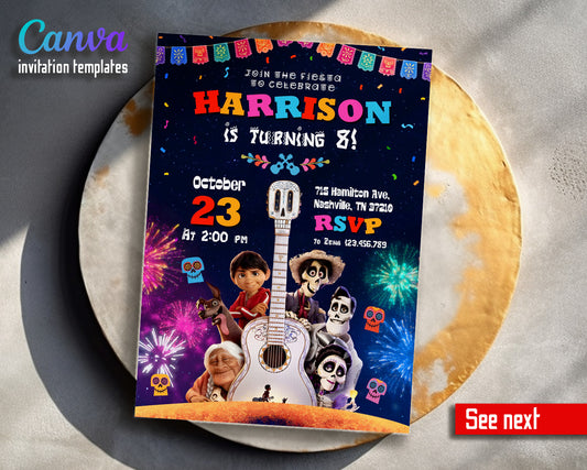 Coco Día Muertos Halloween customizable invitation template | Share or Print | OP508