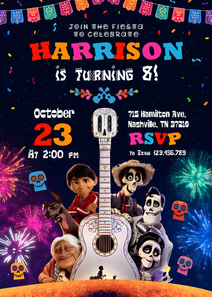 Coco Día Muertos Halloween customizable invitation template | Share or Print | OP508