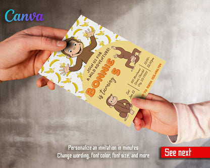 Curious George Monkey customizable invitation template | Share or Print | CS816