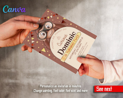 Curious George Monkey customizable invitation template | Share or Print | PG203
