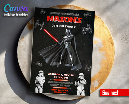 Star Wars Darth Vader customizable invitation template | Share or Print | boy | YC745