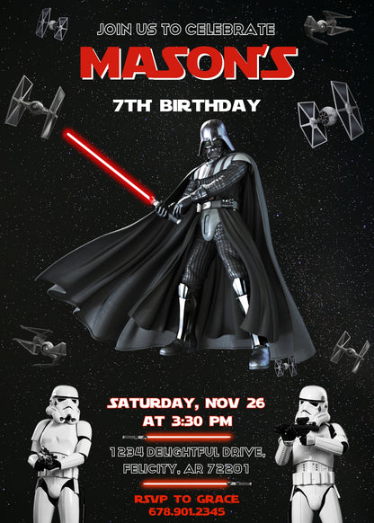 Star Wars Darth Vader customizable invitation template | Share or Print | boy | YC745