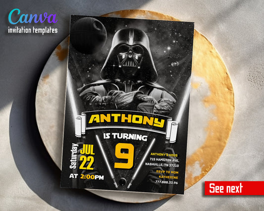 Star Wars Darth Vader customizable invitation template | Share or Print | boy | PT101