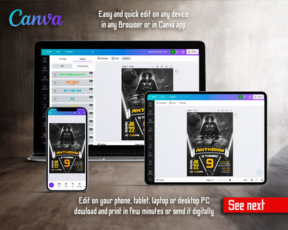 Star Wars Darth Vader customizable invitation template | Share or Print | boy | PT101
