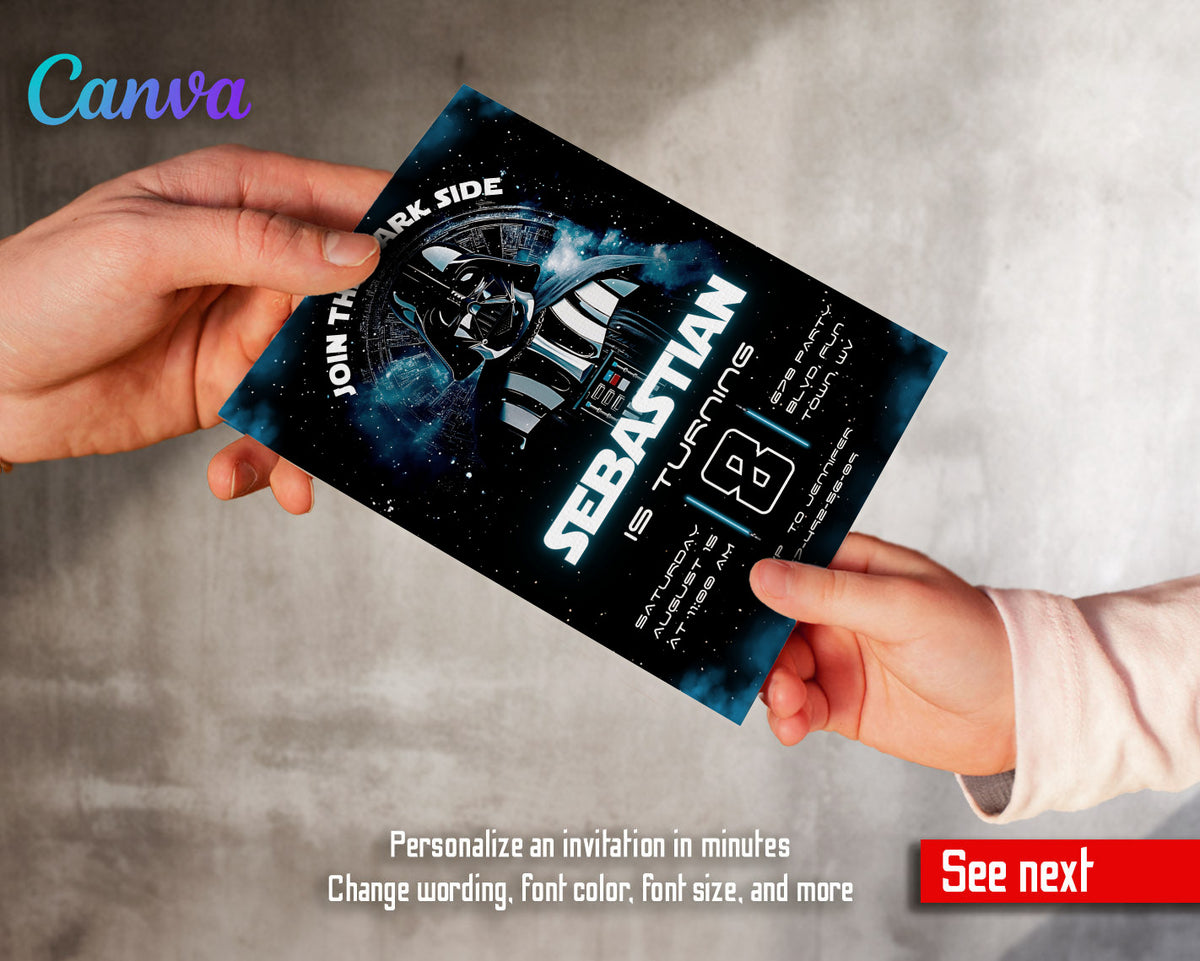 Star Wars Darth Vader customizable invitation template | Share or Print | boy | XU936