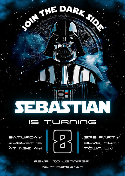 Star Wars Darth Vader customizable invitation template | Share or Print | boy | XU936