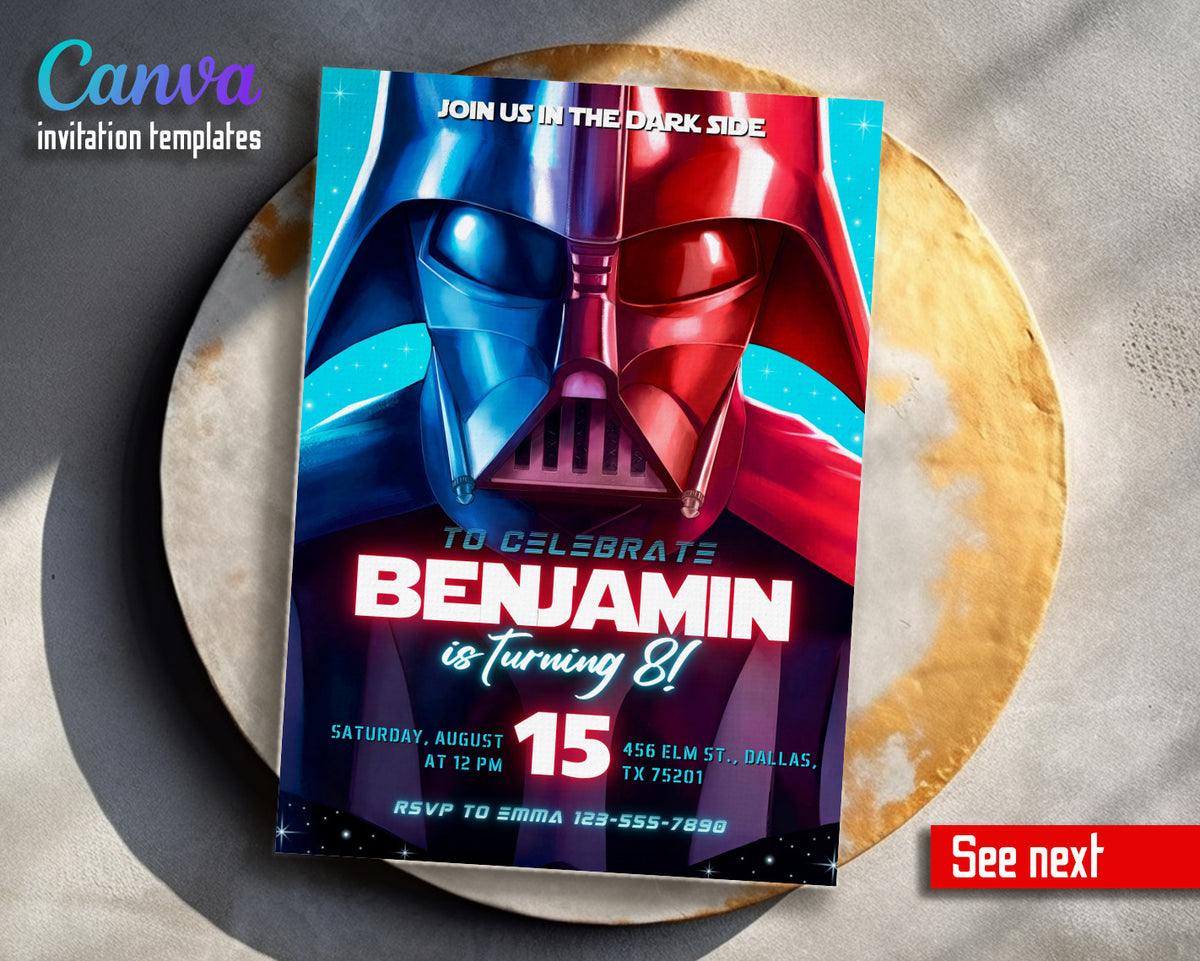 Star Wars Darth Vader customizable invitation template | Share or Print | boy | SC361