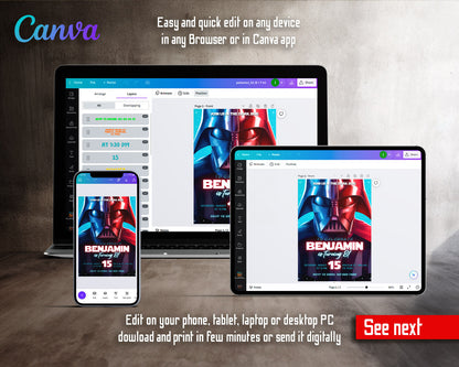 Star Wars Darth Vader customizable invitation template | Share or Print | boy | SC361