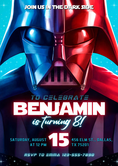 Star Wars Darth Vader customizable invitation template | Share or Print | boy | SC361
