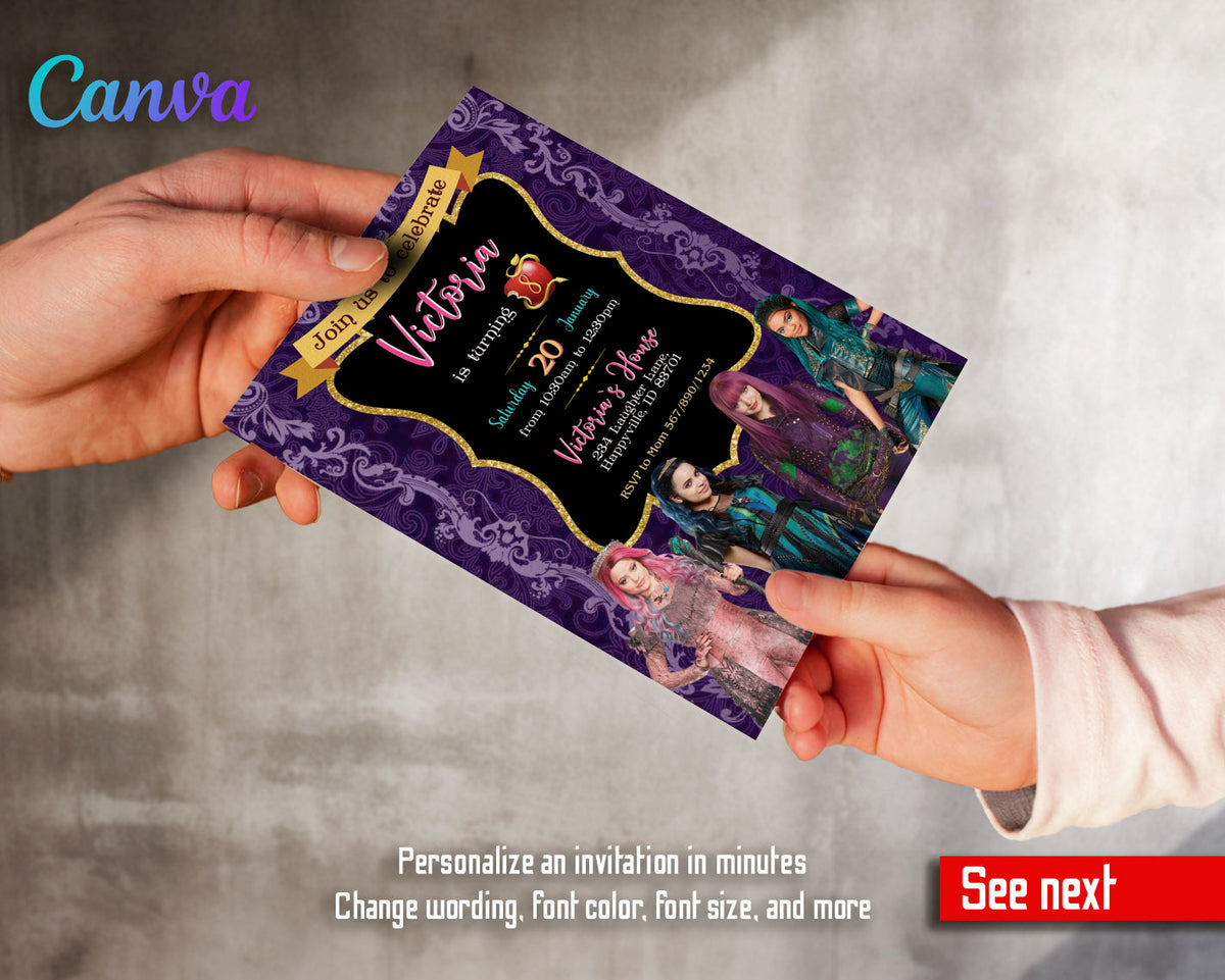 Descendants Disney customizable invitation template | Share or Print | RC952