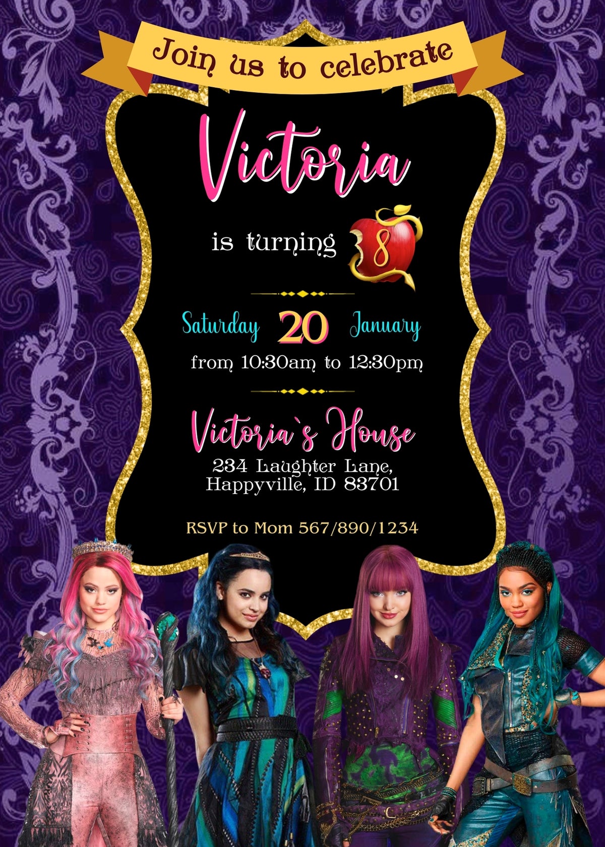 Descendants Disney customizable invitation template | Share or Print | RC952