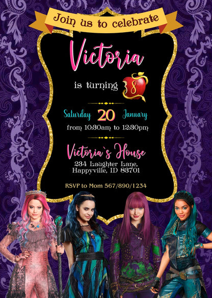 Descendants Disney customizable invitation template | Share or Print | RC952