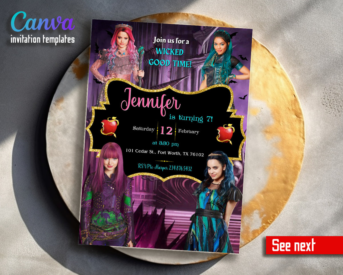 Descendants Disney customizable invitation template | Share or Print | LV782