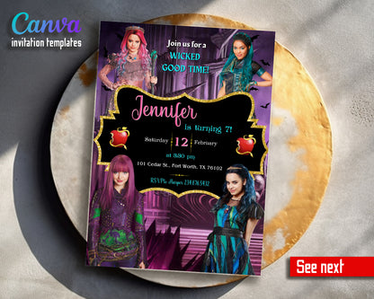 Descendants Disney customizable invitation template | Share or Print | LV782