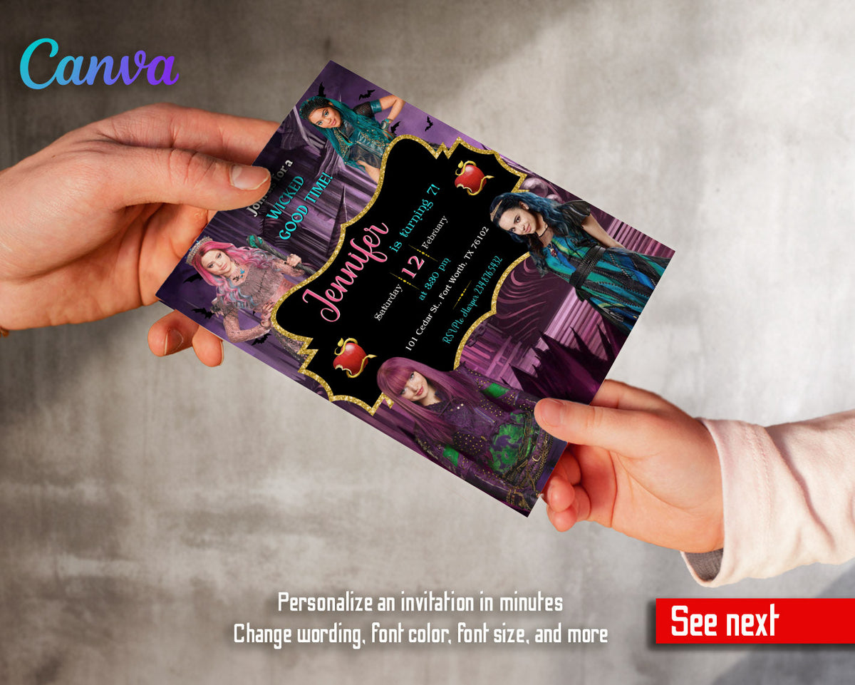 Descendants Disney customizable invitation template | Share or Print | LV782