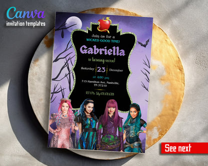 Descendants Disney customizable invitation template | Share or Print | QN309