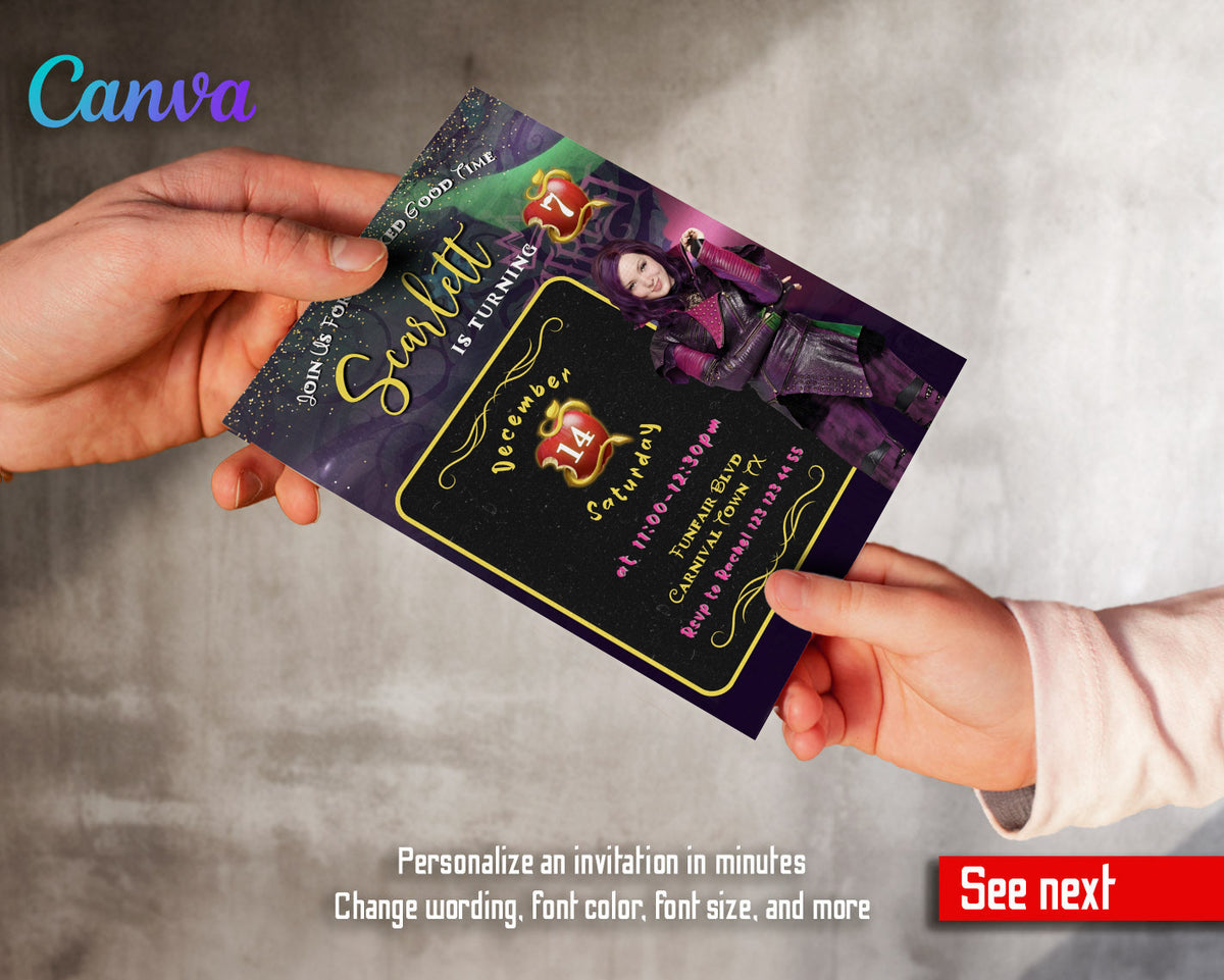 Descendants Disney customizable invitation template | Share or Print | WT126