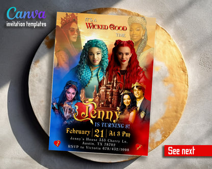 Descendants The Rise of Red Disney customizable invitation template | Share or Print | EX744