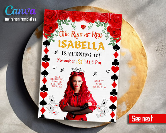 Descendants The Rise of Red Disney customizable invitation template | Share or Print | ZL308