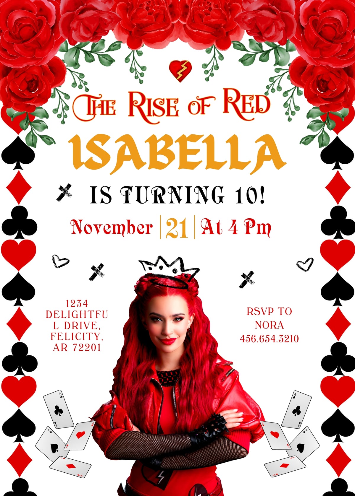 Descendants The Rise of Red Disney customizable invitation template | Share or Print | ZL308