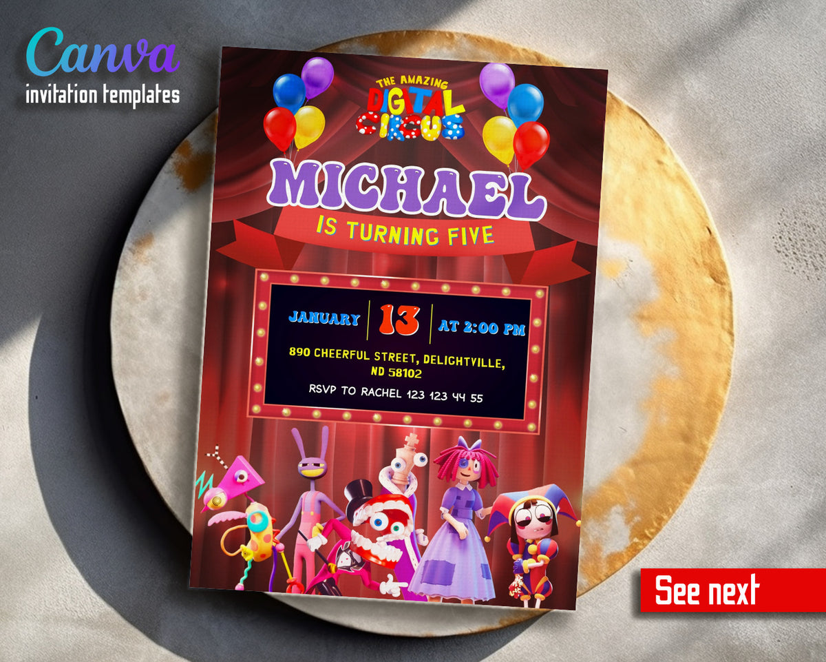The Amazing Digital Circus customizable invitation template | Share or Print | SJ092