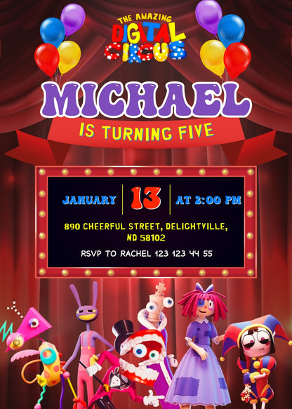 The Amazing Digital Circus customizable invitation template | Share or Print | SJ092
