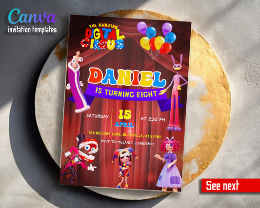 The Amazing Digital Circus customizable invitation template | Share or Print | KO725