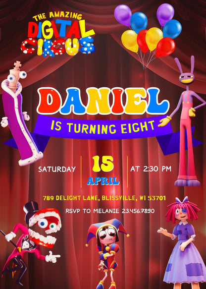 The Amazing Digital Circus customizable invitation template | Share or Print | KO725