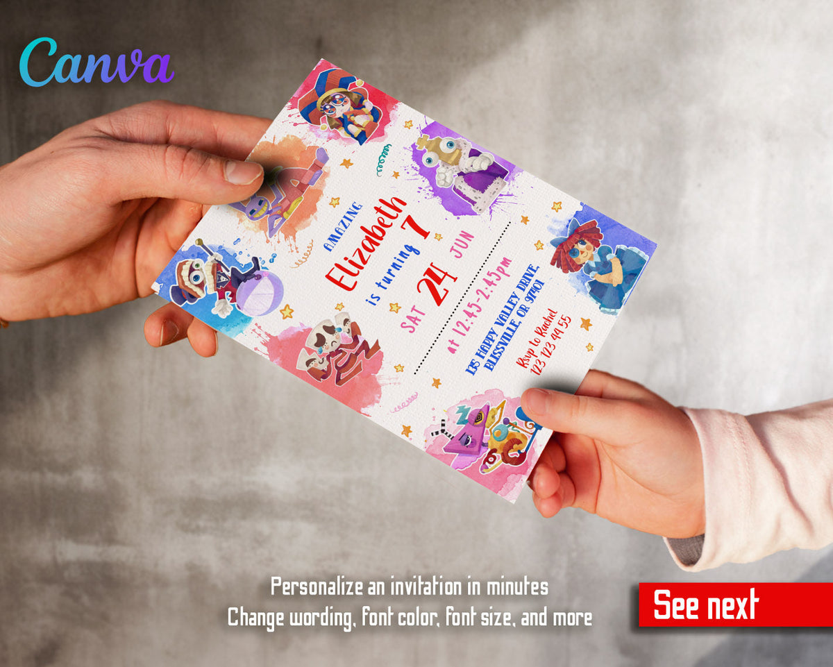 The Amazing Digital Circus customizable invitation template | Share or Print | UK755