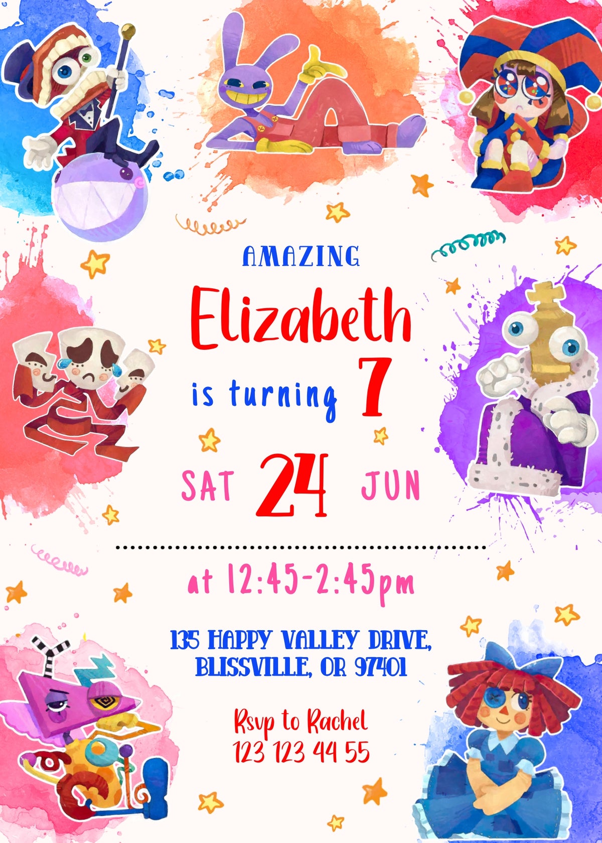 The Amazing Digital Circus customizable invitation template | Share or Print | UK755