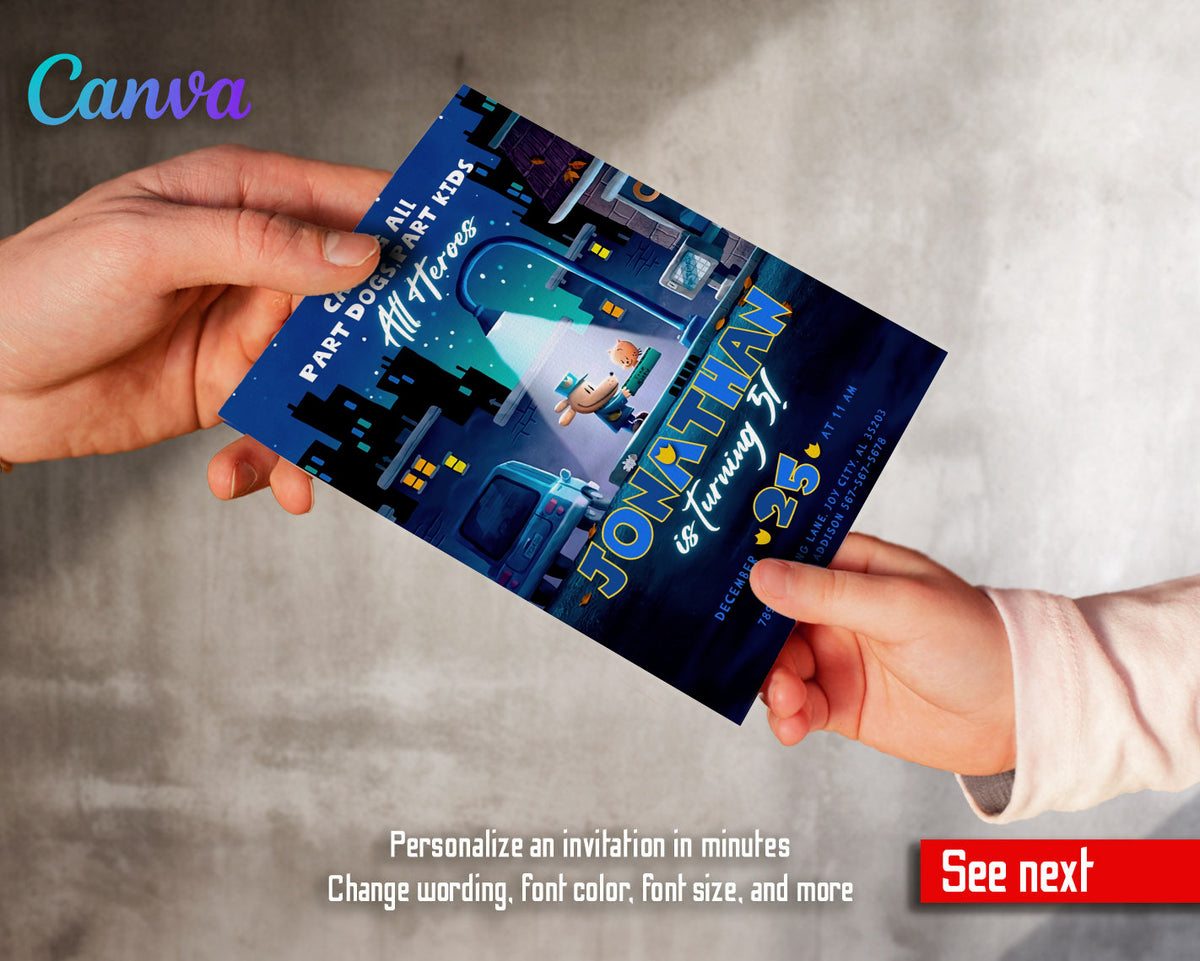 Dog Man Movie customizable invitation template | Share or Print | IQ397