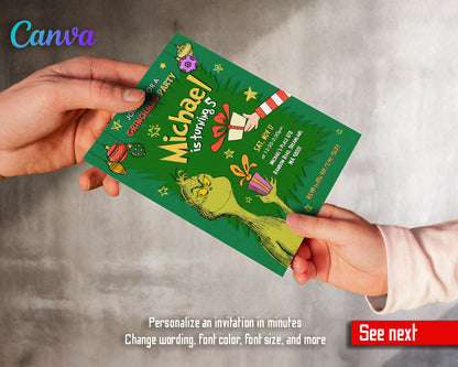 Dr Seuss How the Grinch Stole Christmas customizable invitation template | Share or Print | YH039