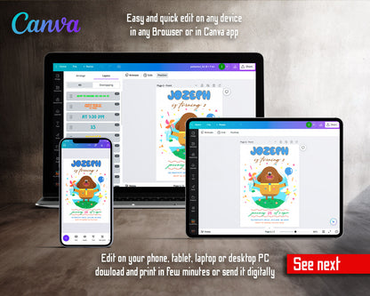 Hey Duggee customizable invitation template | Share or Print | YP413