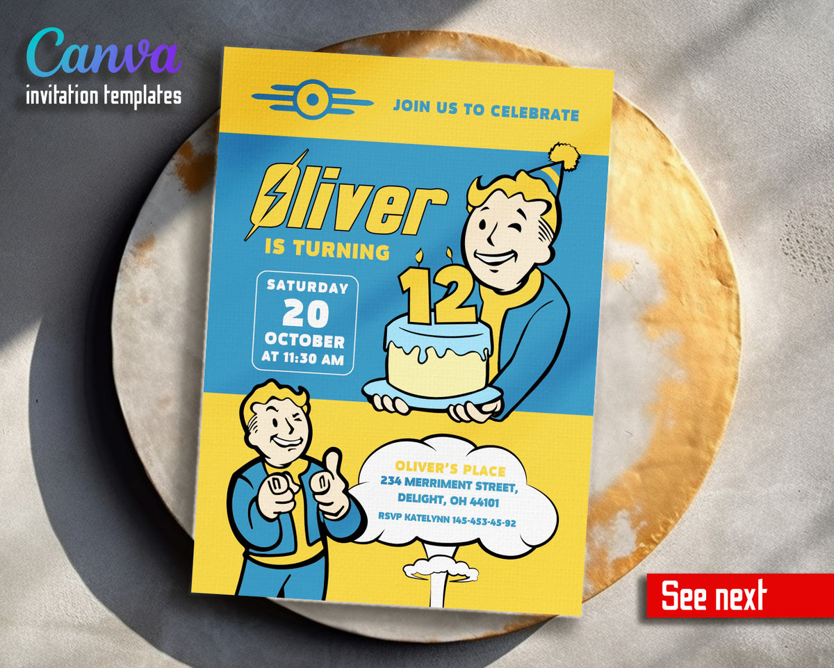 Fallout Pipboy customizable invitation template | Share or Print | VA860